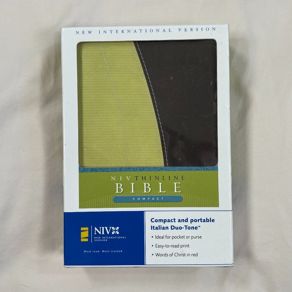 NIV Thinline Compact Bible Expresso Green Italian Duo-Tone Cover by Zondervan